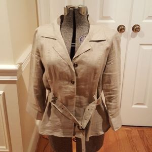 Belted 100% linen jacket
